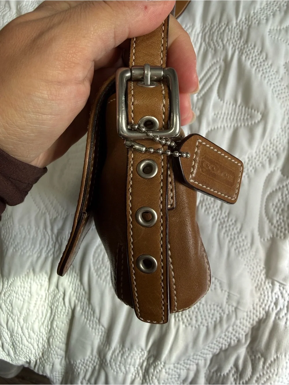 Vintage Coach 4280 Legacy Mini Flap Crossbody Bag Cognac Leather Y2K
